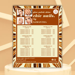 Rustic Chic Business Logo Nail Salon Service List Pedestal Sign