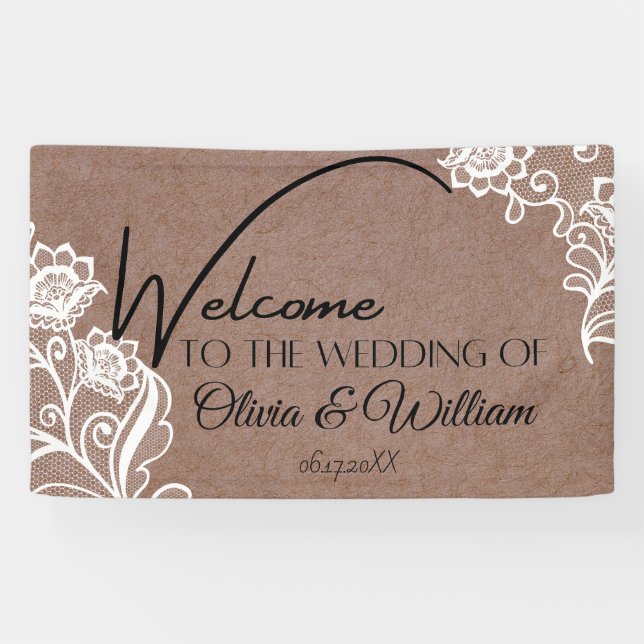 Rustic Chic Calligraphy Wedding Welcome Banner (Horizontal)
