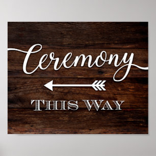 Rustic Chic CEREMONY THIS WAY Sign Print LEFT