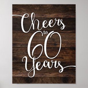 Rustic Chic CHEERS TO 60 YEARS Sign Print