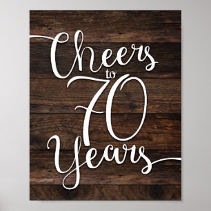 Rustic Chic CHEERS TO 70 YEARS Sign Print