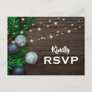 Rustic Chic Corporate Christmas Party RSVP Invitation Postcard