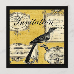 rustic chic country cottage french bird invitation