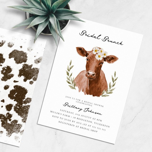 Rustic Chic Cow Print Farmhouse Bridal Shower Invitation (Creator Uploaded)