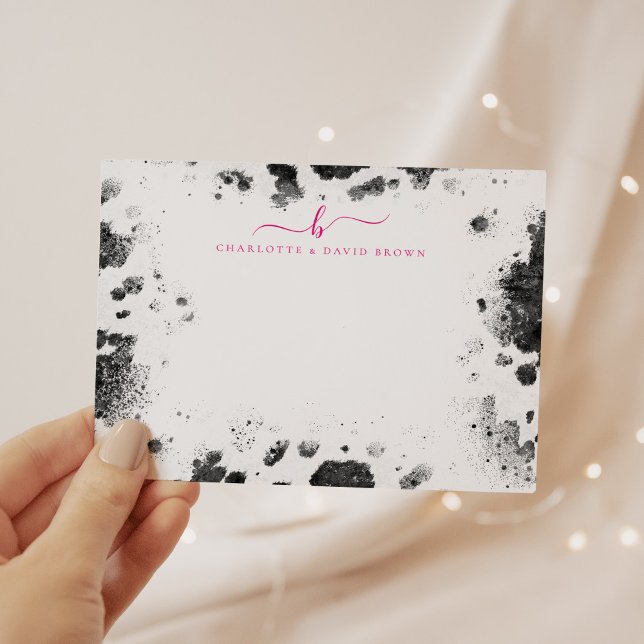 Rustic Chic Cow Print Hot Pink Personalised Card (Creator Uploaded)