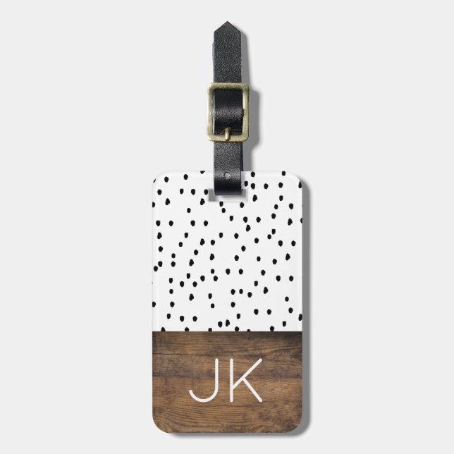 Rustic Chic Custom Monogrammed Luggage Tag (Front Vertical)