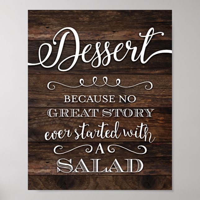 Rustic Chic DESSERT Party Sign Print (Front)