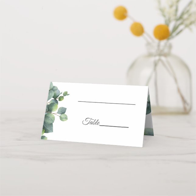 Rustic Chic Eucalyptus Branches Wedding Escort Place Card (Back)