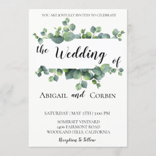 Rustic Chic Eucalyptus Wedding Invitation