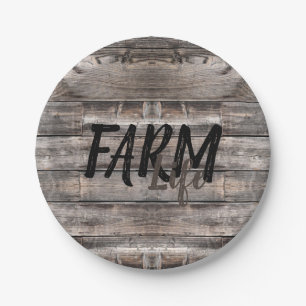 rustic chic FARM LIFE in script   Paper Plate