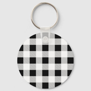 rustic chic farmhouse black  white buffalo plaid key ring