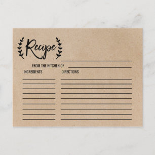 Rustic Chic Faux Kraft Bridal Shower Recipe Cards