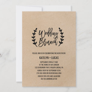Rustic Chic Faux Kraft Calligraphy Wedding Brunch Invitation