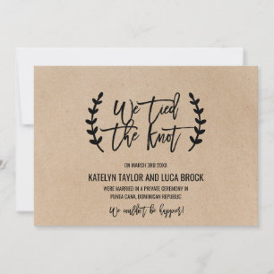 Rustic Chic Faux Kraft Elopement Announcement