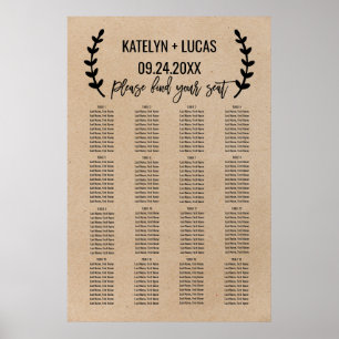 Rustic Chic Faux Kraft Wedding Seating Chart