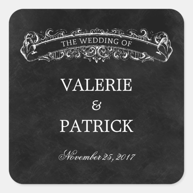 Rustic Chic Favour Sticker/Envelope Seal - Black (Front)