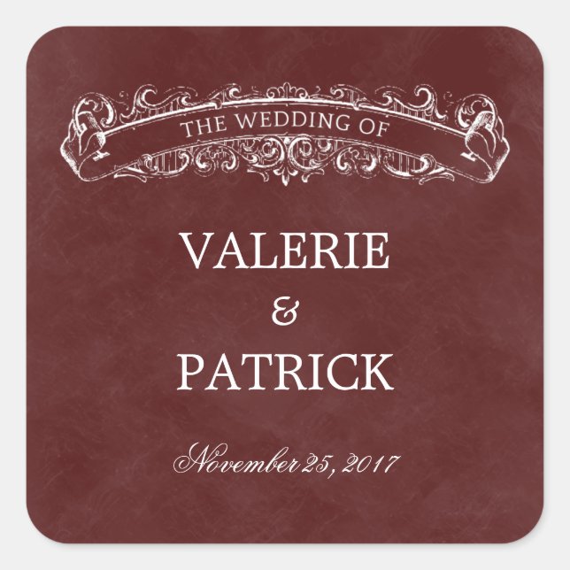 Rustic Chic Favour Sticker/Envelope Seal - Red (Front)