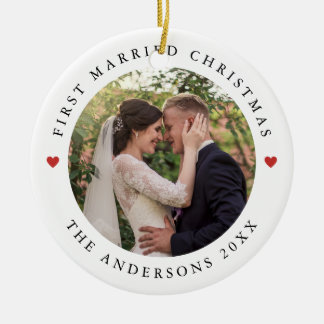 Rustic Chic | First Married Christmas with Photo Ceramic Tree Decoration