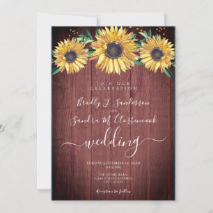 Rustic Chic Floral Barn Wood Wedding Invitation