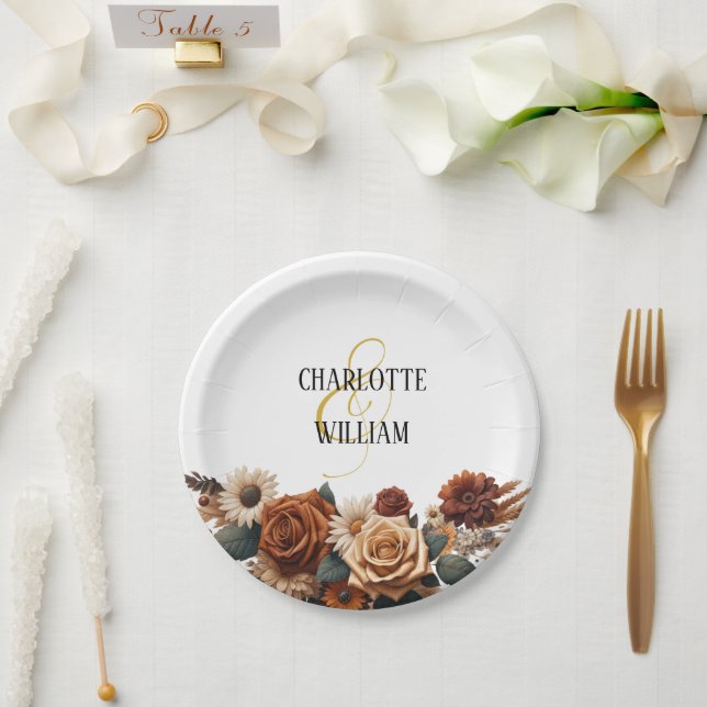 Rustic Chic Floral Wedding  Paper Plate (Wedding)