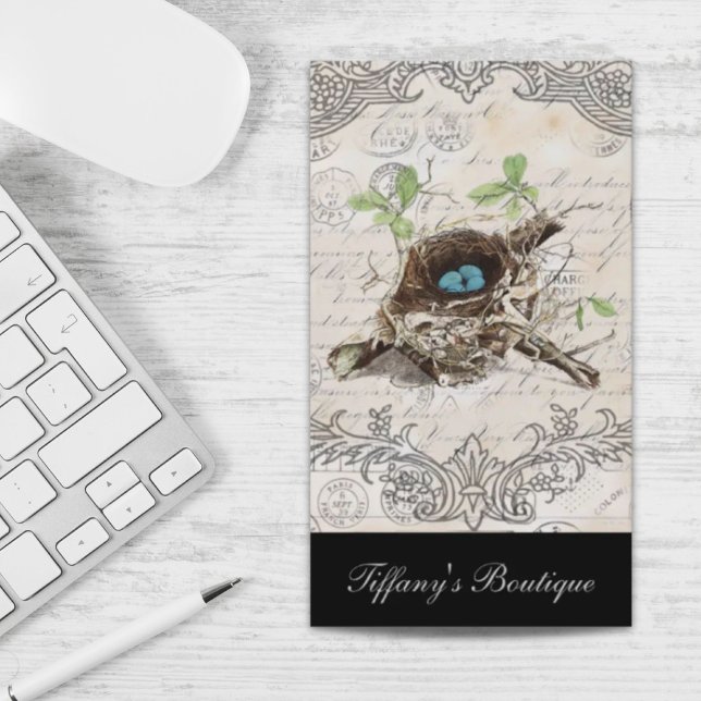rustic chic french country botanical bird nest business card (rustic chic french country botanical bird nest business card)