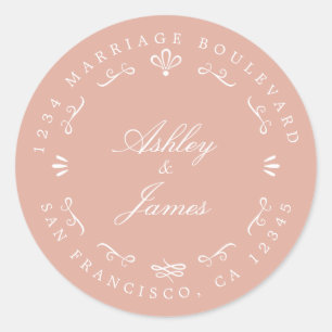 Rustic Chic Future Mr Mrs Wedding Return Address Classic Round Sticker