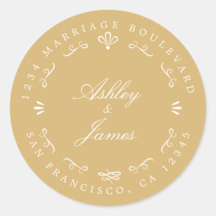 Rustic Chic Future Mr Mrs Wedding Return Address Classic Round Sticker