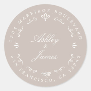 Rustic Chic Future Mr Mrs Wedding Return Address  Classic Round Sticker