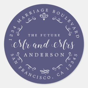 Rustic Chic Future Mr Mrs Wedding Return Address Classic Round Sticker