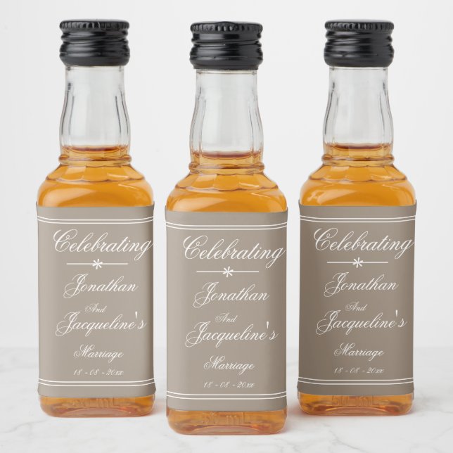 Rustic Chic Garden Wedding Names Script Cool Mini Liquor Bottle Label (Bottles)