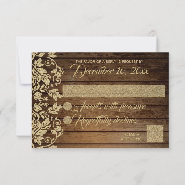 Rustic Chic Gold Damask Response (Front)
