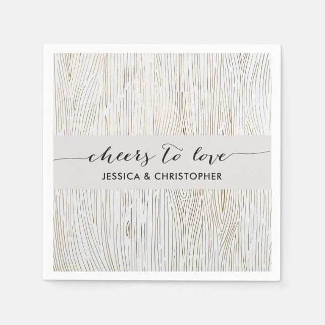Rustic Chic Gold Wood Grain Party Napkins (Front)