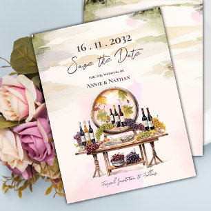 Rustic Chic Grapevine-Inspired  Winery Wedding  Announcement Postcard