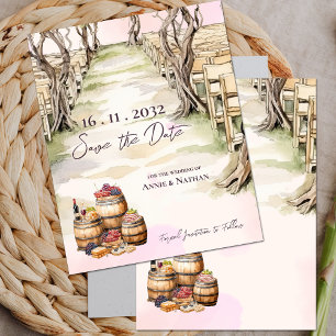 Rustic Chic Grapevine-Inspired  Winery Wedding  Announcement Postcard