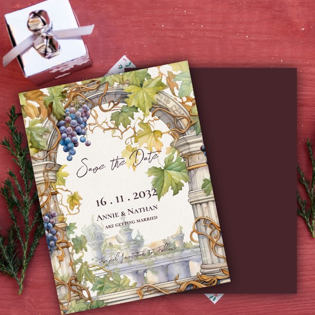 Rustic Chic Grapevine-Inspired  Winery Wedding  Announcement Postcard (Rustic Chic Grapevine-Inspired Winery Wedding Announcement Postcard)
