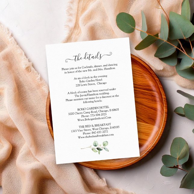 Rustic Chic Greenery Eucalyptus Wedding Details Enclosure Card (Creator Uploaded)