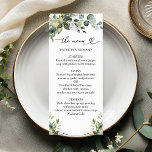 Rustic Chic Greenery Wedding Menu Card<br><div class="desc">Get ready to celebrate love in style with our stunning engagement party suite, specially designed for greenery enthusiasts! This fabulous collection is the perfect touch for a dreamy garden party or a lush, nature-themed celebration. It features everything you need, including a magnificent welcome sign, personalised napkins, and much more to...</div>
