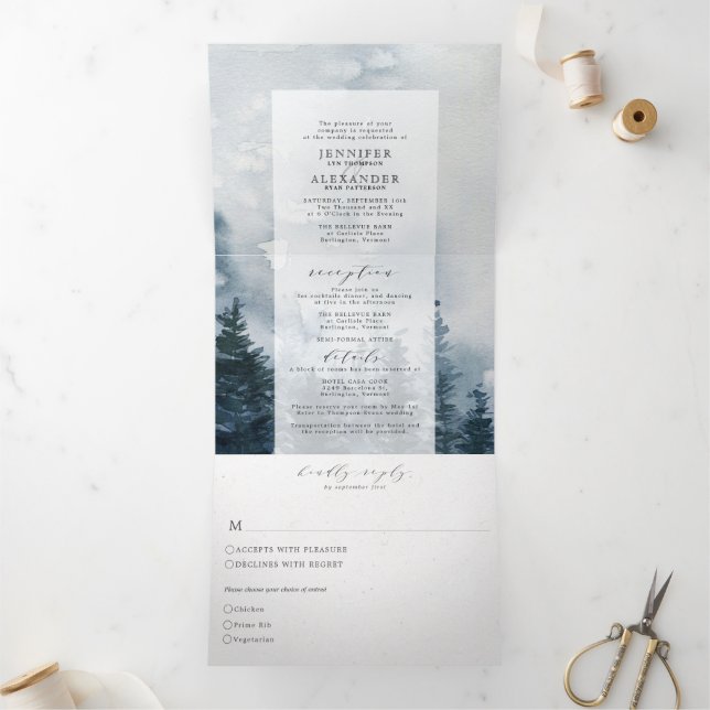 Rustic Chic Lakeside Mountains Wedding Tri-Fold (Inside)