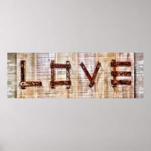 rustic chic love poster in rust and sepia