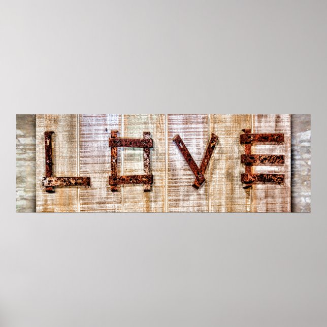 rustic chic love poster in rust and sepia (Front)