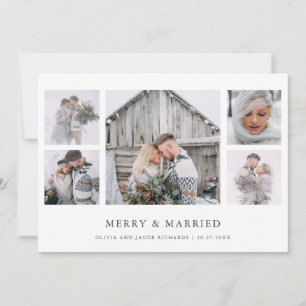 Rustic Chic Merry and Married Photo Grid Holiday Card