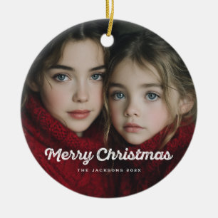 Rustic Chic Merry Christmas Design Ceramic Tree Decoration