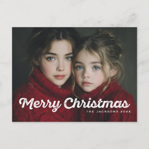 Rustic Chic Merry Christmas Design Holiday Postcard