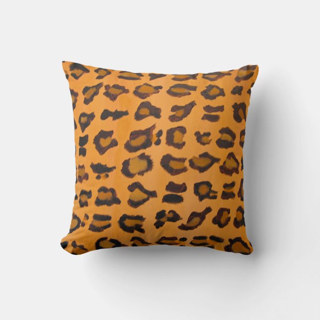 Rustic Chic Modern Amber Faux Leopard Print Cushion (Front)