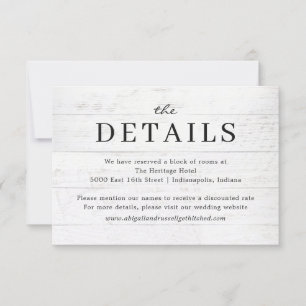 Rustic Chic Modern Wedding Details Card