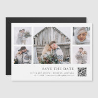 Rustic Chic Multi Photo Grid QR Code Save the Date