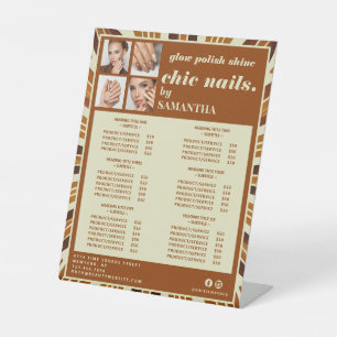 Rustic Chic Nail Beauty Salon Service List Pedestal Sign