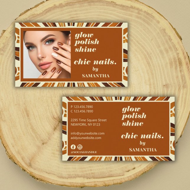 Rustic Chic Nail Salon Business Photo Business Card (Creator Uploaded)