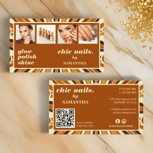 Rustic Chic Nail Salon Business Photo Collage Business Card