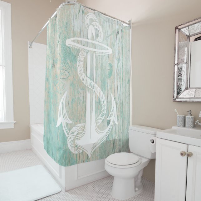 Rustic chic nautical shower curtain (In Situ)